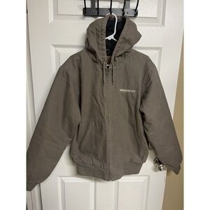 Swingster Amazon Canvas Hooded Work Jacket Mens M Brown Quilted Lined